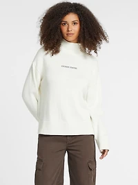 Wool-Blend Turtleneck Logo Sweater