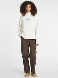 Wool-Blend Turtleneck Logo Sweater