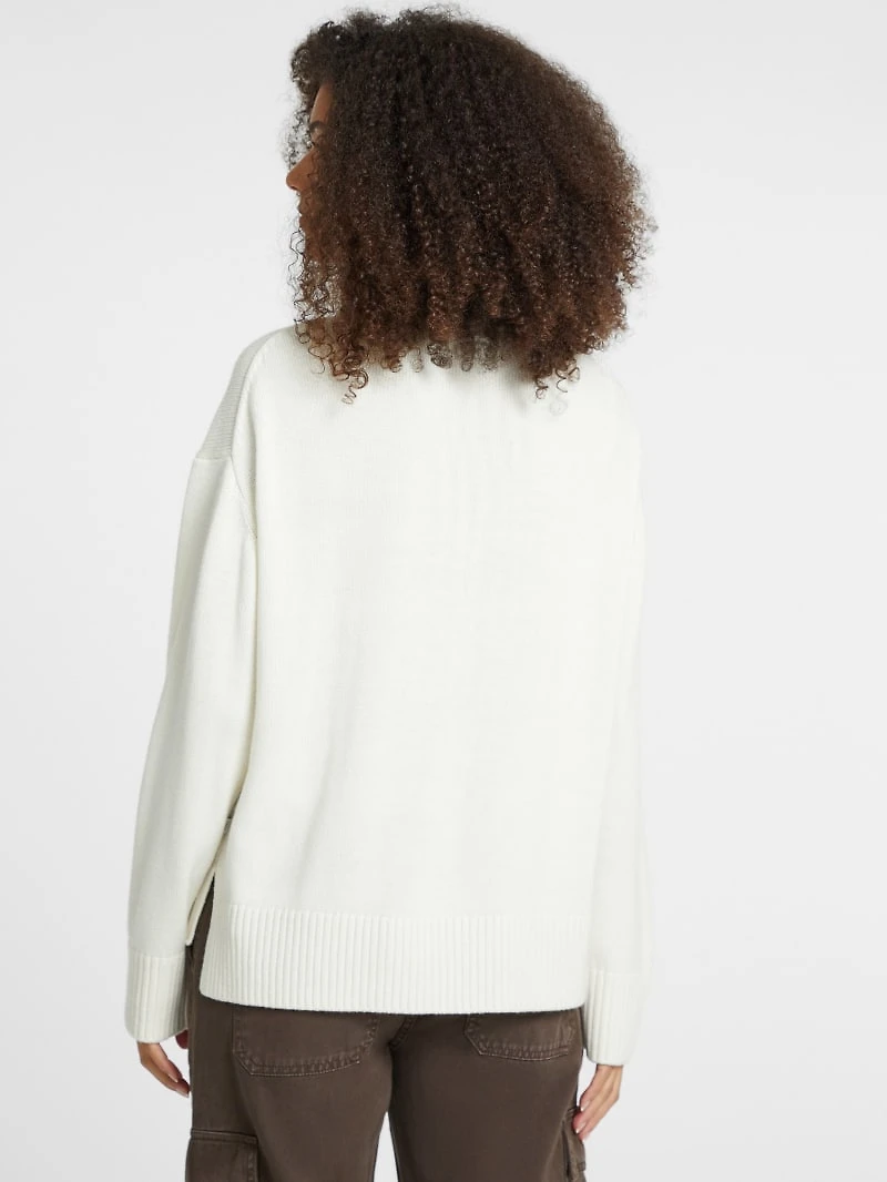 Wool-Blend Turtleneck Logo Sweater
