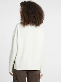 Wool-Blend Turtleneck Logo Sweater