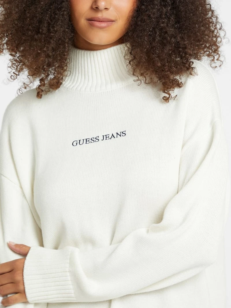 Wool-Blend Turtleneck Logo Sweater