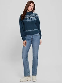 Mock-Neck Wool-Blend Pullover Sweater