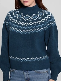 Mock-Neck Wool-Blend Pullover Sweater