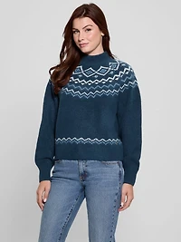 Mock-Neck Wool-Blend Pullover Sweater