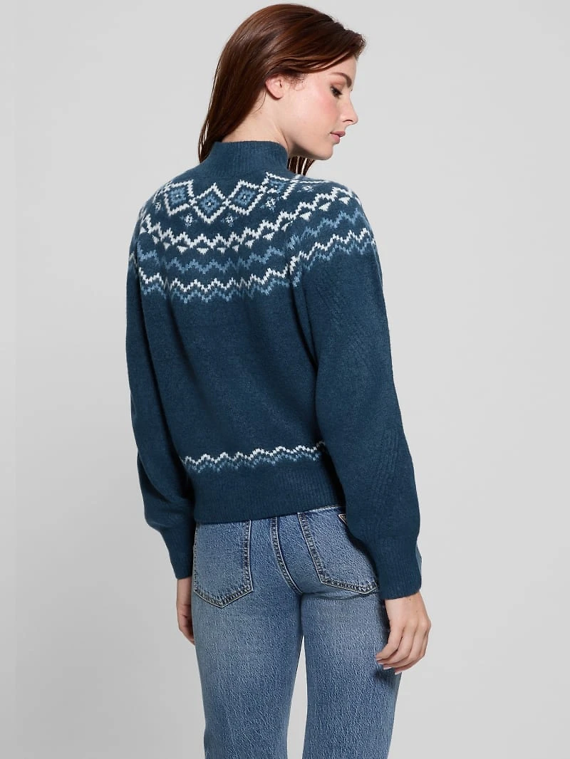 Mock-Neck Wool-Blend Pullover Sweater