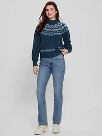 Mock-Neck Wool-Blend Pullover Sweater
