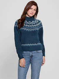Mock-Neck Wool-Blend Pullover Sweater