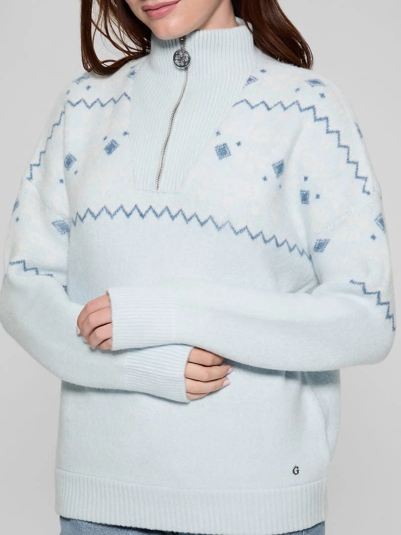 Half-Zip Wool-Blend Pullover Sweater