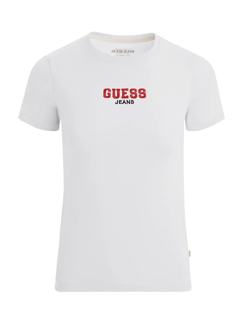 Slim Rib-Knit Embroidered Tee