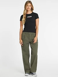 Slim Rib-Knit Embroidered Tee