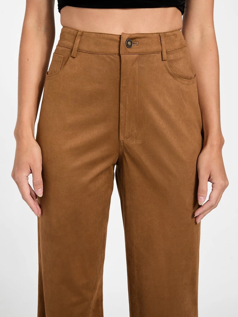 Aria Faux-Suede High-Rise Straight Pants