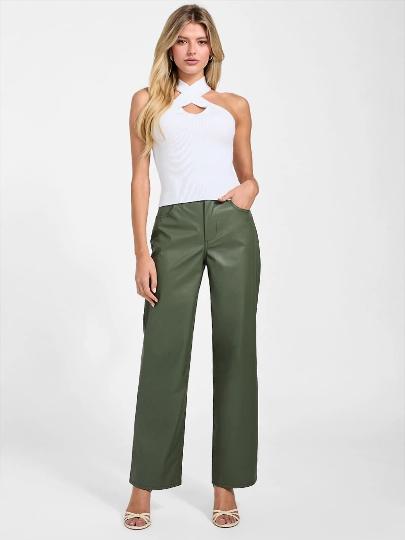 Alix Faux-Leather High-Rise Straight Pants