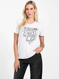 Eco Rhinestone Tiger Easy Tee