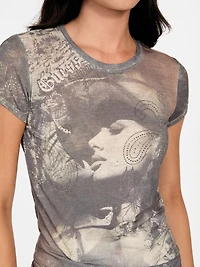 Nostalgia Rhinestone Burnout Tee