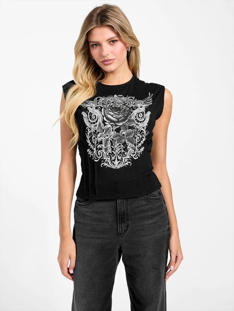 Eco Rocker Rose Corset Tee