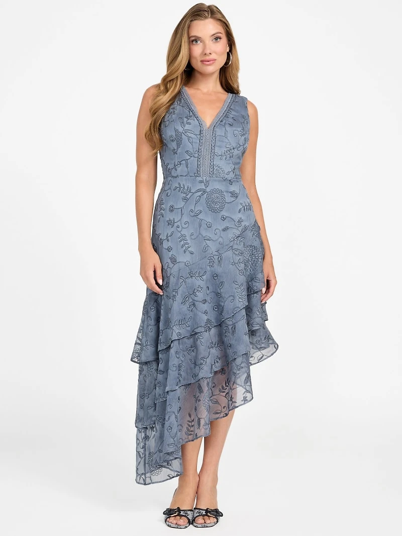 Loren Embossed Tiered Dress