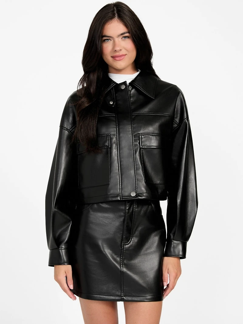 Flaminia Cropped Faux-Leather Jacket