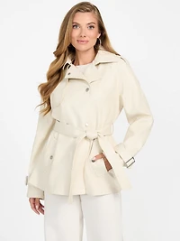 Marika Faux-Leather Short Trench Coat
