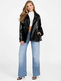 Marika Faux-Leather Short Trench Coat