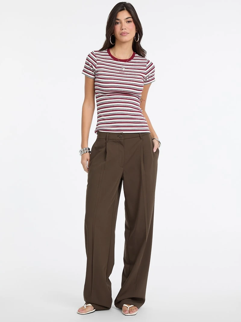 Slim Striped Embroidered Logo Tee