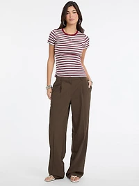 Slim Striped Embroidered Logo Tee