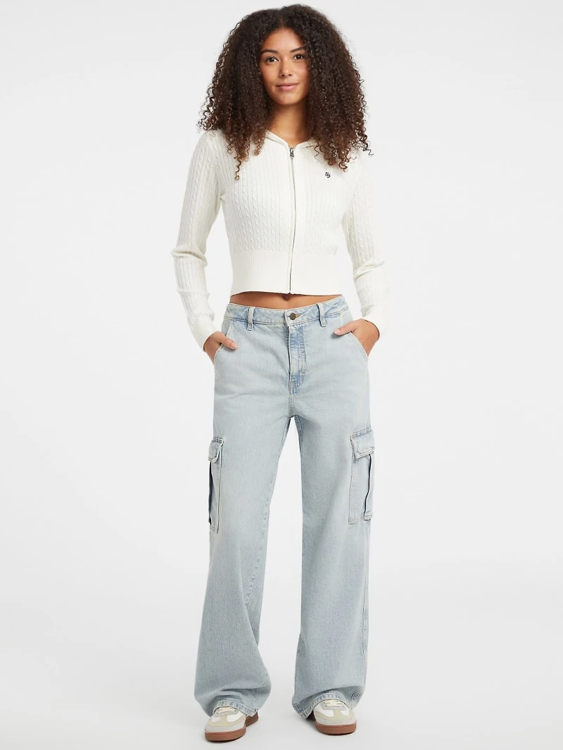 Cable-Knit Hooded Cardigan