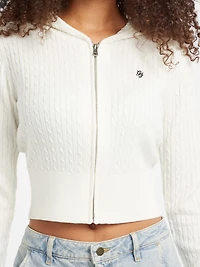 Cable-Knit Hooded Cardigan