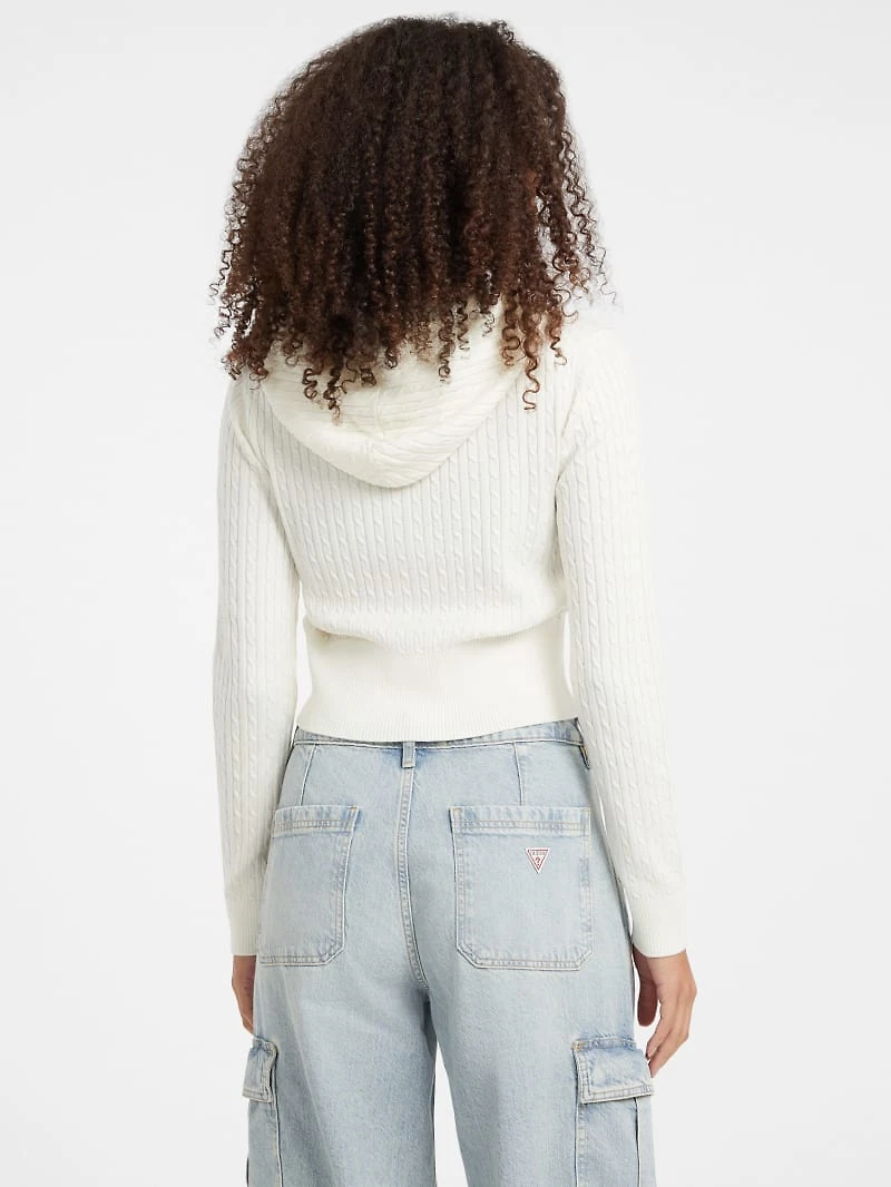 Cable-Knit Hooded Cardigan