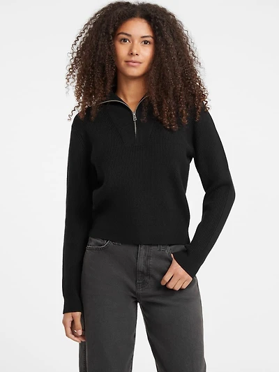 Half-Zip Ribbed Sweater