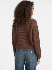 Crewneck Wool-Blend Cable-Knit Sweater