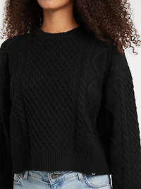 Crewneck Wool-Blend Cable-Knit Sweater
