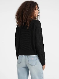Crewneck Wool-Blend Cable-Knit Sweater