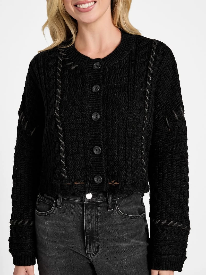 Kaori Wool-Blend Stitched Cardigan