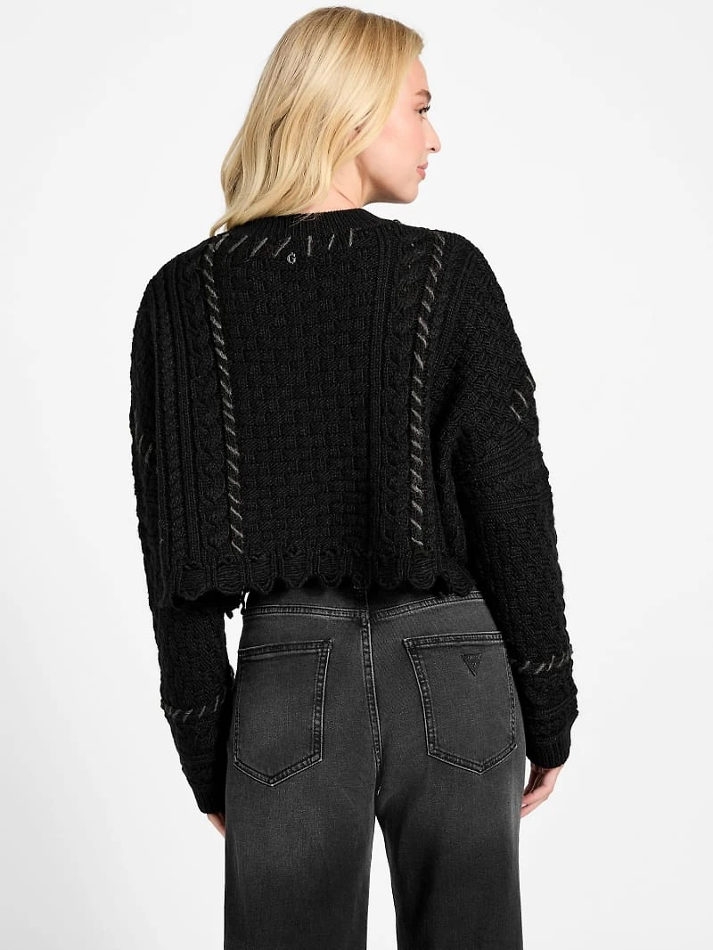 Kaori Wool-Blend Stitched Cardigan