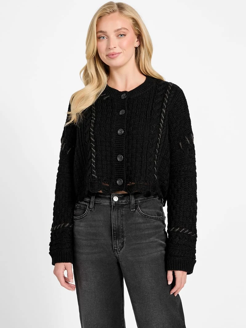 Kaori Wool-Blend Stitched Cardigan