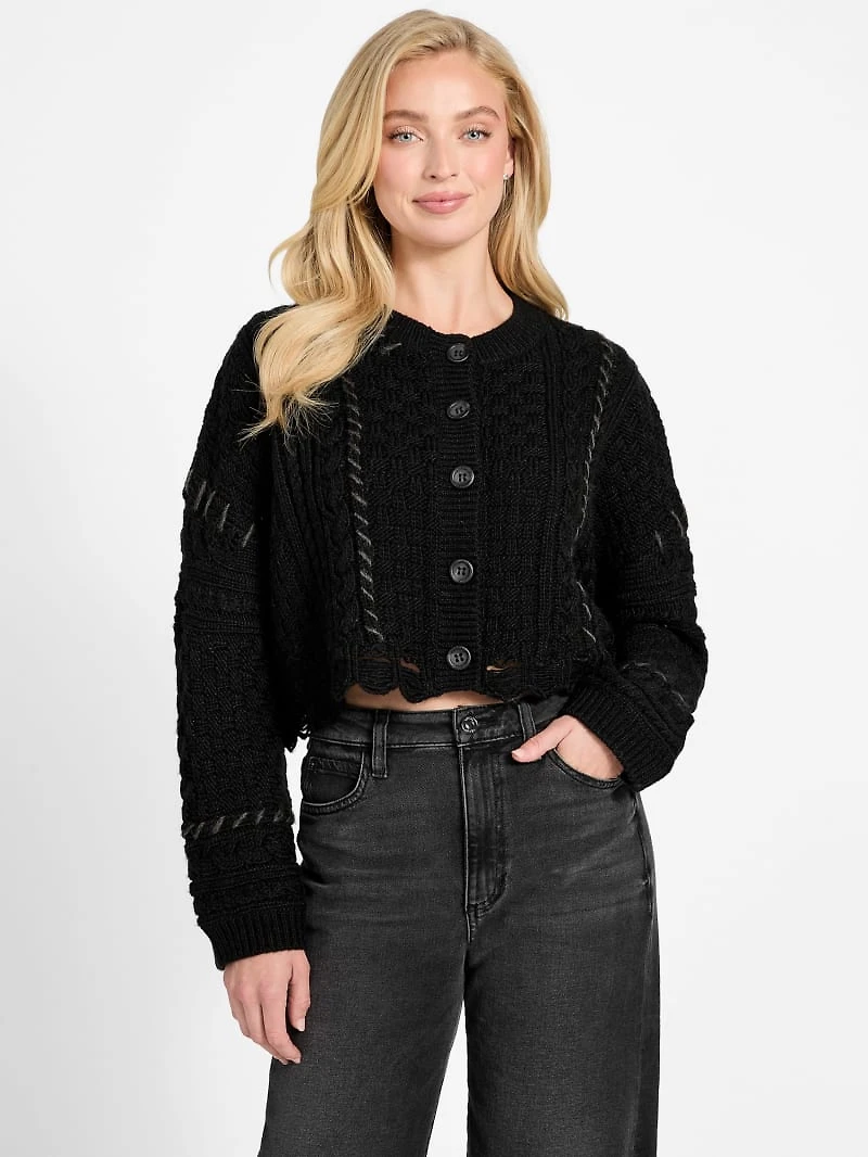 Kaori Wool-Blend Stitched Cardigan
