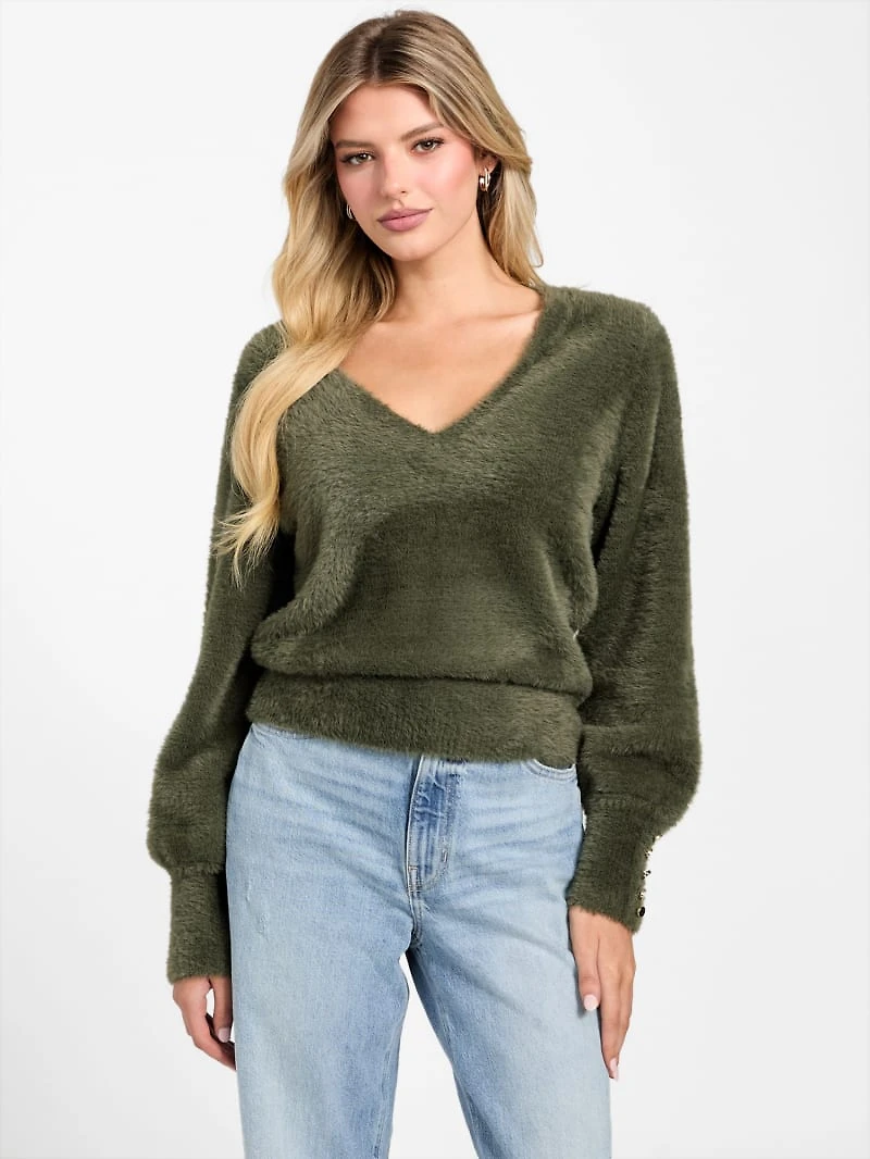 Niko Fuzzy V-Neck Sweater