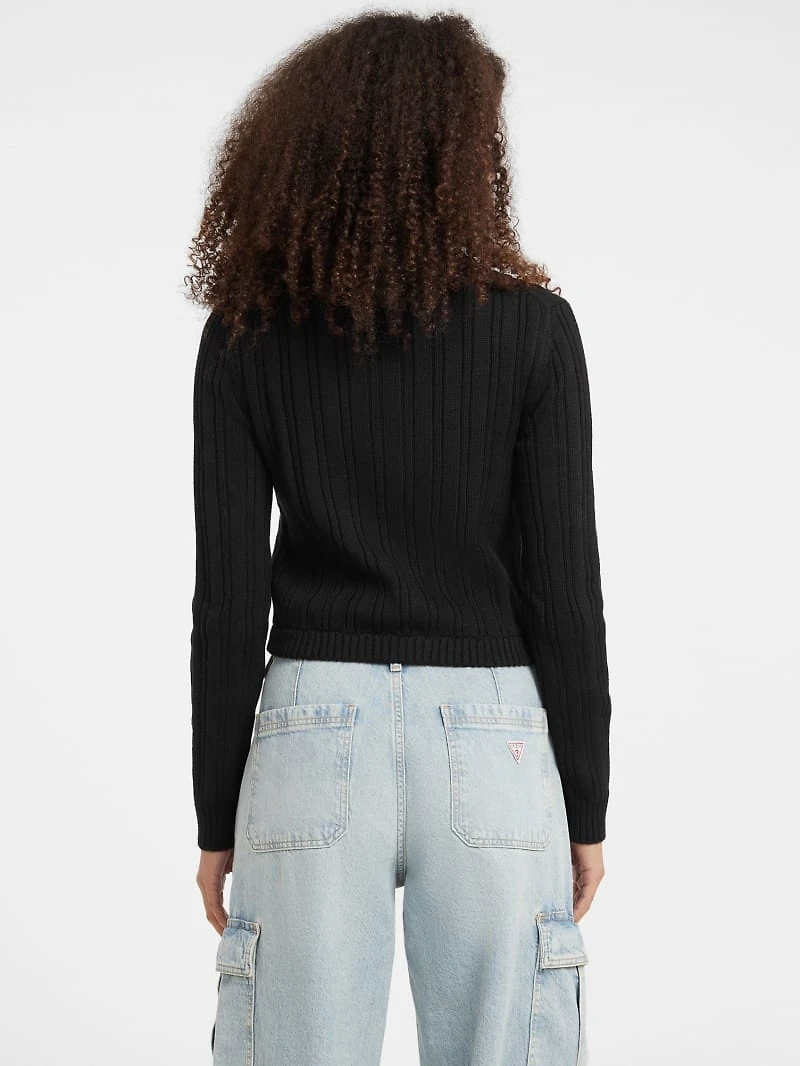 Half-Zip Cable-Knit Crop Sweater