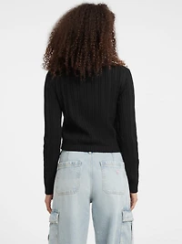Half-Zip Cable-Knit Crop Sweater