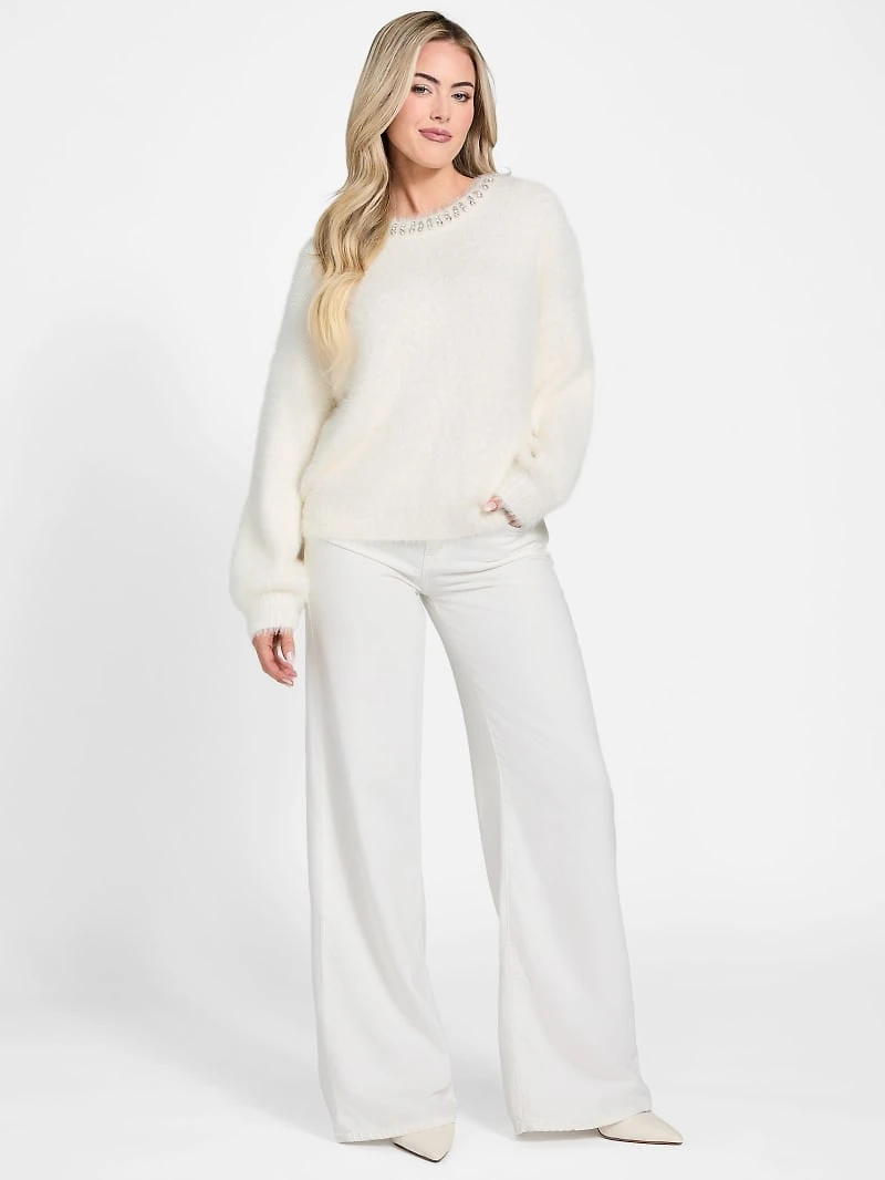 Arisa Rhinestone Neck Sweater