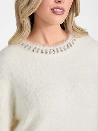 Arisa Rhinestone Neck Sweater