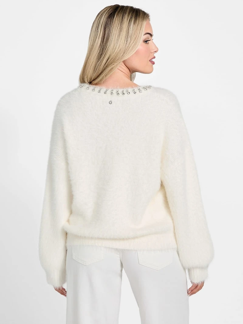 Arisa Rhinestone Neck Sweater