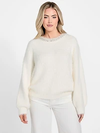 Arisa Rhinestone Neck Sweater