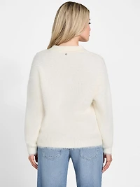 Seema Fuzzy-Knit Polo Sweater