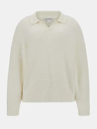 Seema Fuzzy-Knit Polo Sweater