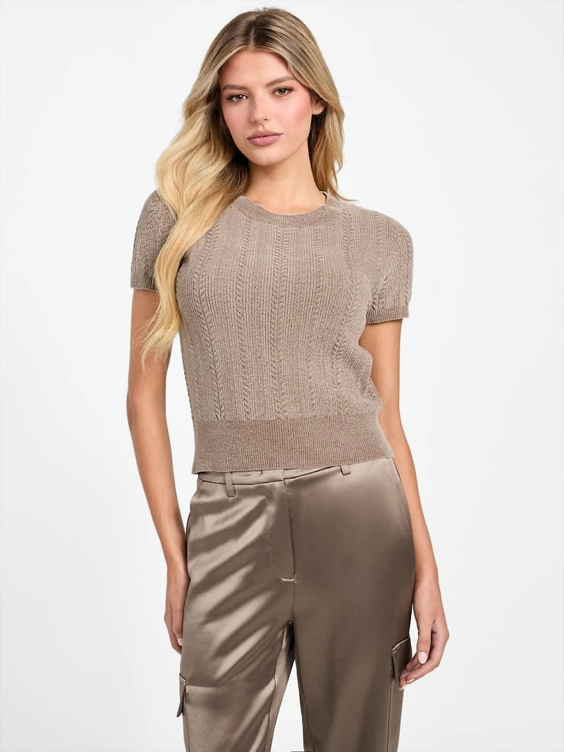 Eco Marcie Chenille Cable-Knit Sweater Top
