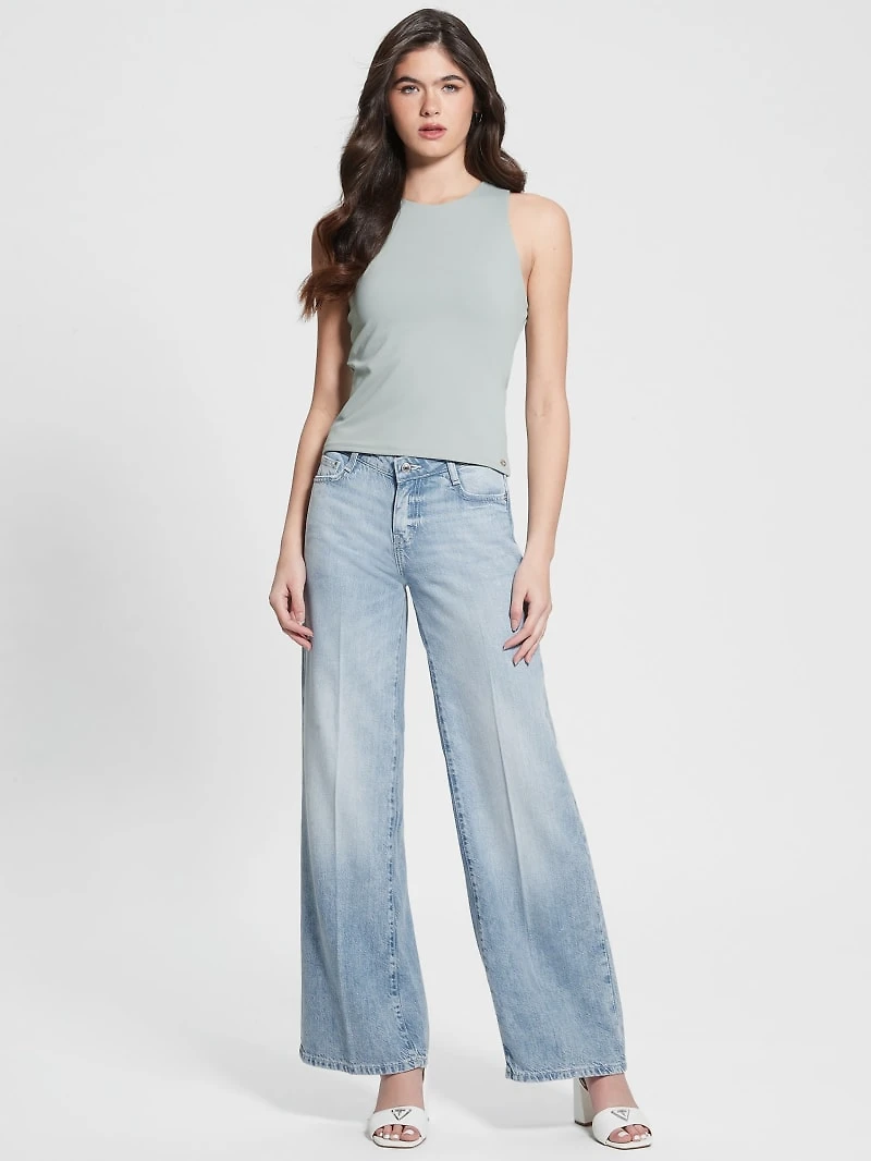 Eco Featherweight Mid-Rise Palazzo Jeans