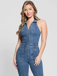 Mia Halter Denim Jumpsuit