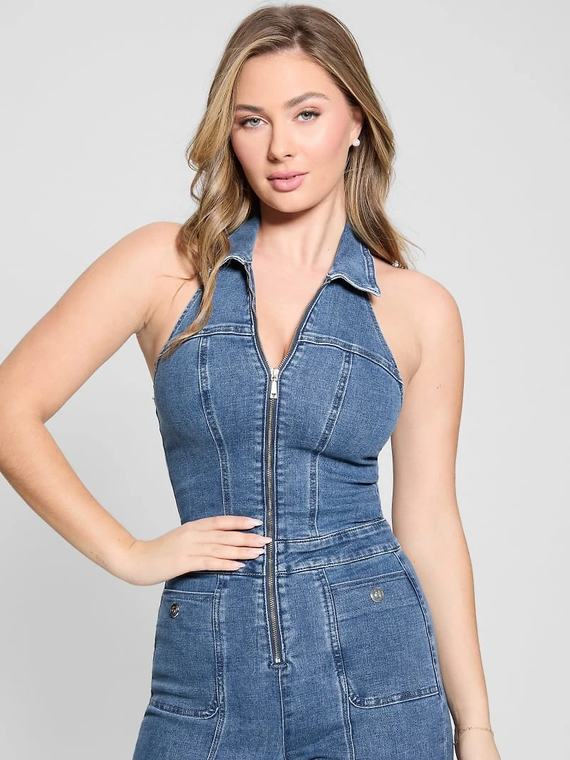 Mia Halter Denim Jumpsuit