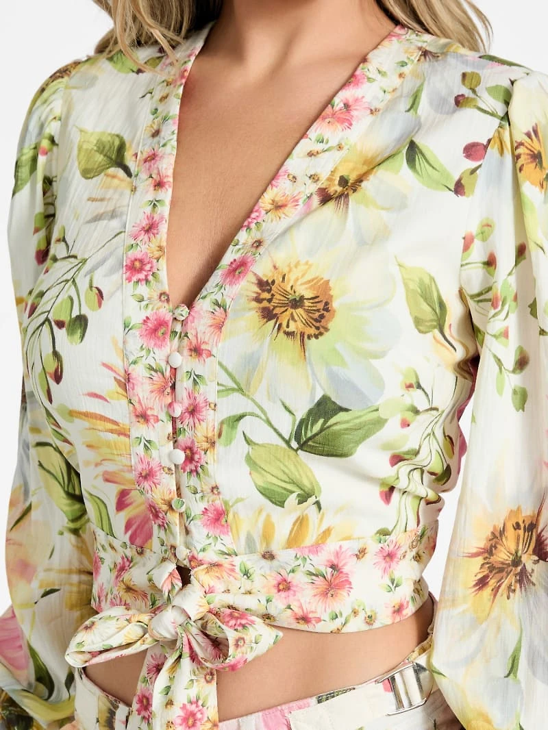 Colette V-Neck Bow Top